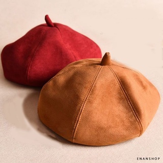 韓版 麂皮 貝蕾帽 畫家帽 貝雷帽 毛呢帽 南瓜帽 駝色 淺咖啡