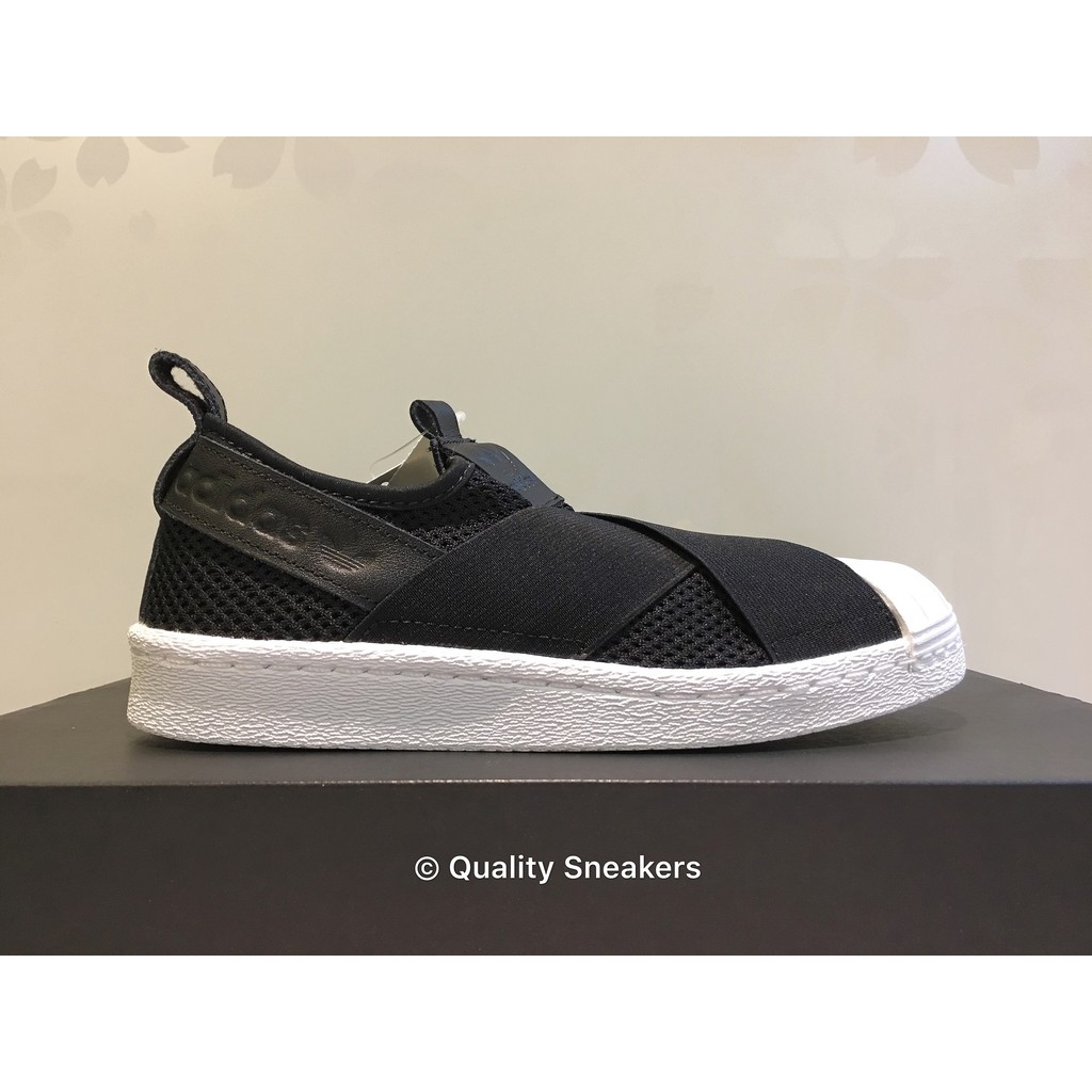 Quality Sneakers - Adidas Superstar Slip On W 黑白 貝殼鞋 交叉 繃帶鞋