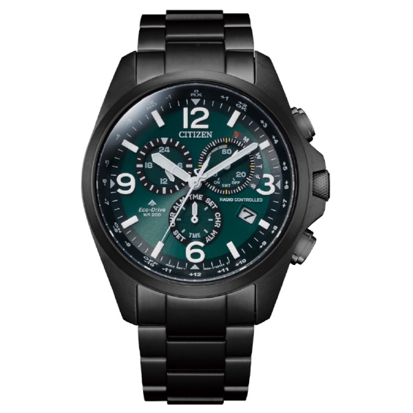 CITIZEN 星辰錶CB5925-82X Gent's時尚PROMASTER限量光動能電波萬年曆手錶/黑x綠45mm