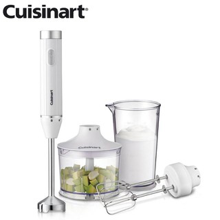 【Cuisinart美膳雅】 極輕量多功能手持式變速攪拌棒組 HB-500WTW(附打蛋器、切碎盆、攪拌杯)