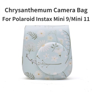 Instax Mini 8/9/Mini 11 相機保護殼相機包吊帶包菊花圖案相機包