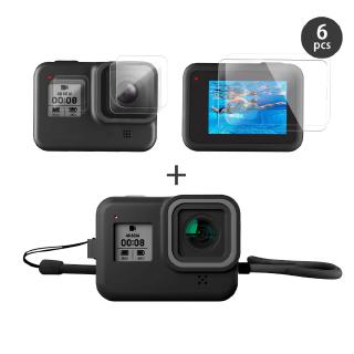 Gopro Hero 8 黑色矽膠保護套 + 屏幕鏡頭保護膜 + 顯示膜