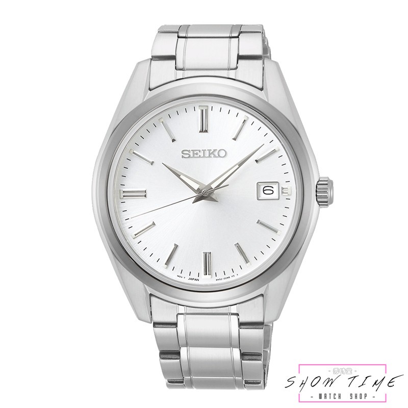 SEIKO 精工 都會男士簡約斯文日期顯示腕錶 ( 小GS ) -鋼帶/白面銀 SUR307P1 [ 秀時堂 ]