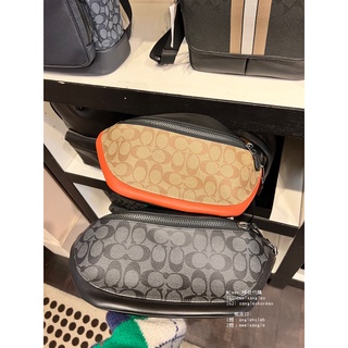 咩兒美國代購🌈Coach 防刮皮革 老花滿版logo腰包 斜背包