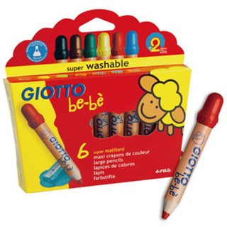 義大利 GIOTTO 可洗式寶寶木質蠟筆(6色) ~附專用削筆器