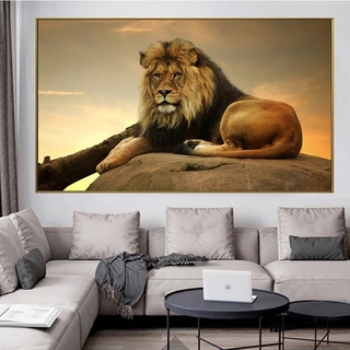 動物獅子海報和版畫壁畫藝術油畫現代繪畫獅子壁畫客廳家居裝飾
