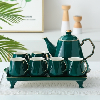 【熱銷】陶瓷輕奢水杯套裝杯子家用客廳北歐茶杯水具水壺套杯高檔整套茶具