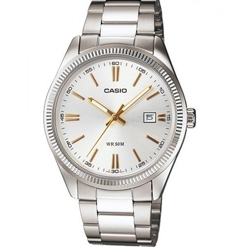 CASIO 經典城市日曆時尚紳士腕錶(MTP-1302D-7A2)-白色X金時刻/38mm