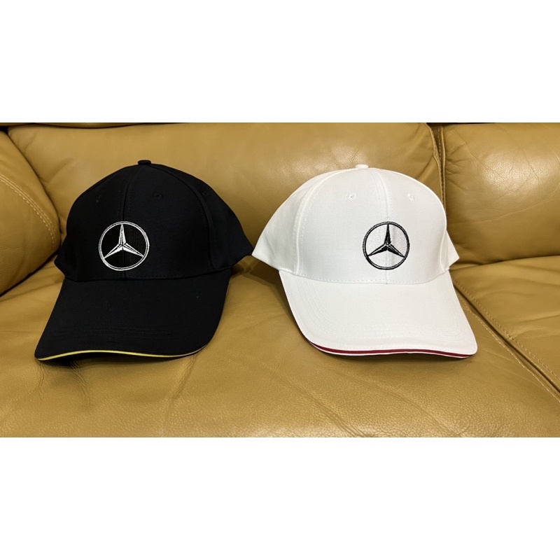 ［賓士交車禮］賓士精品Mercedes Benz 賓士 新款三芒星白色 黑色 經典棒球帽 帽子 鴨舌帽