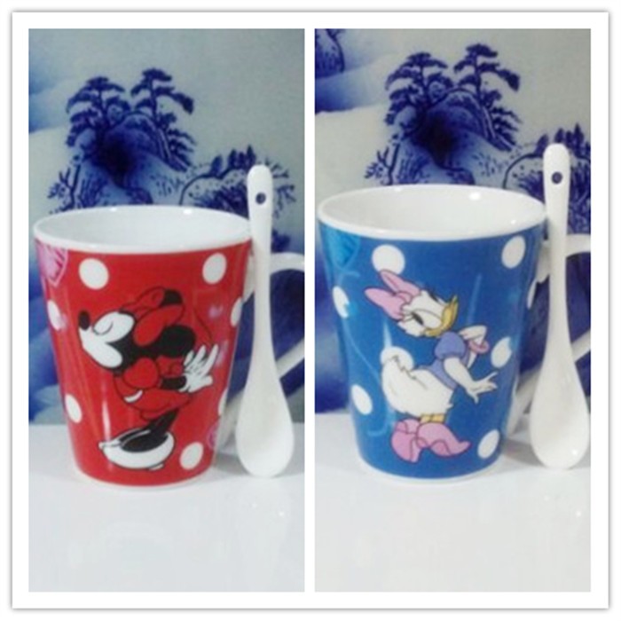 【犬掌小舖-現貨】迪士尼-米妮+唐老鴨~可爱陶瓷杯子、馬克杯、骨瓷杯、情侣咖啡杯-卡通造型