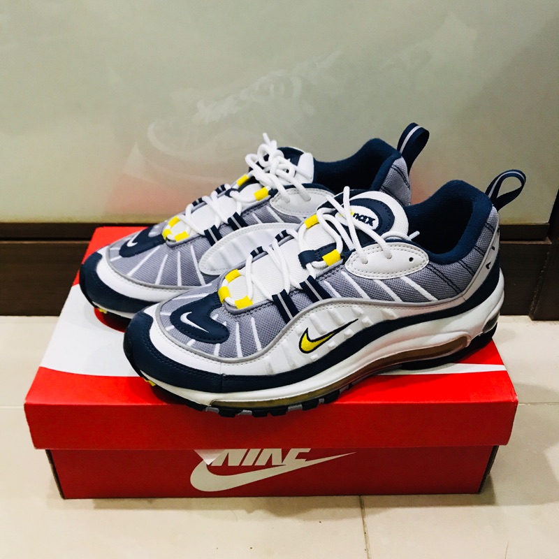 極新美品 台灣公司貨 Nike Air Max 98 Tour Yellow 97 白藍灰 640744-105 US9