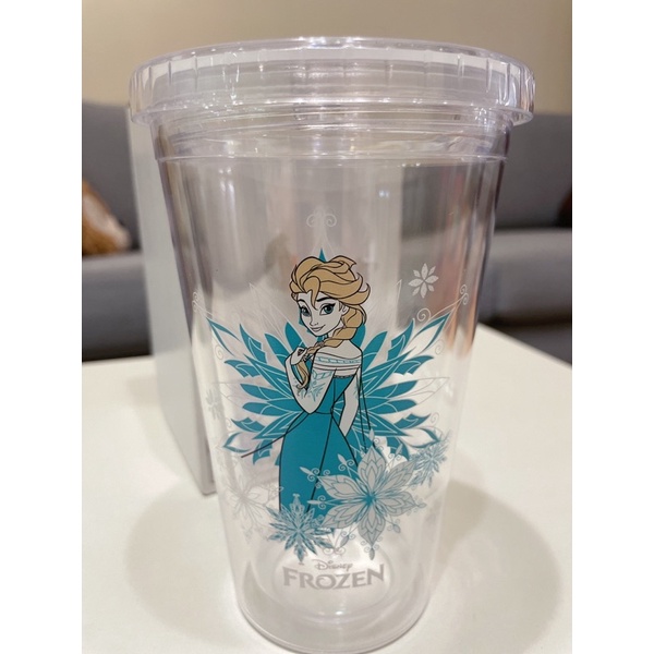 野獸國冰雪奇緣 雙層透明吸管杯冷水杯 艾莎Elsa