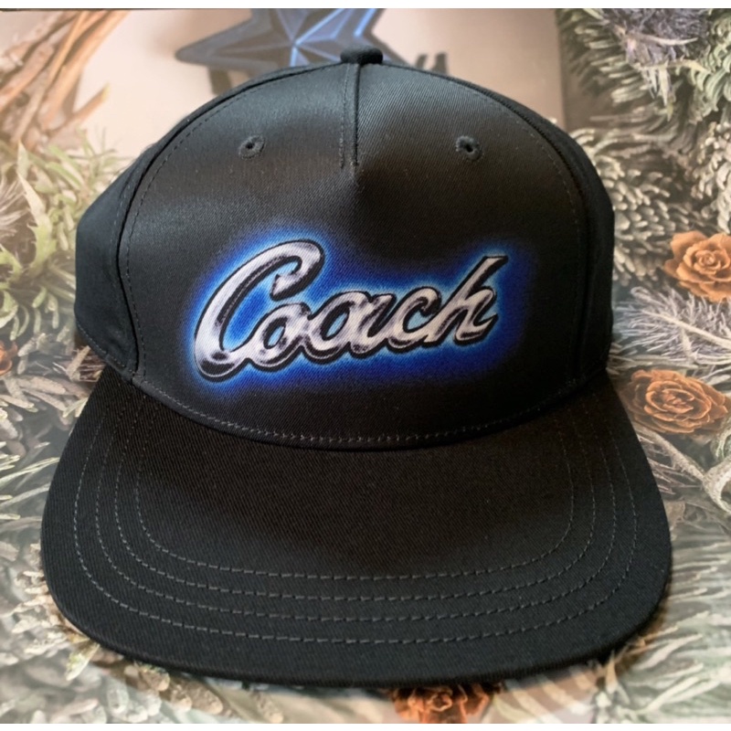 Coach 棒球帽 藍色 LOGO 帽子 可調式😘現貨全新