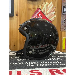 （l LOVE樂多) GALLOP Kustom Kulture 復古半罩安全帽 素色3/4安全帽 黑/黑邊