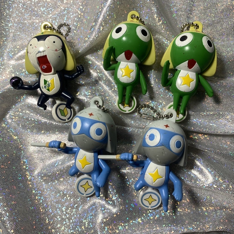 早期收藏絕版 外觀瑕疵 Keroro 軍曹 Dororo 兵長 Tamama 二等兵 拉繩可動 吊飾 童年復古老物