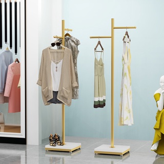 【U好傢具 現貨】服裝店落地式展示架鐵藝弔掛衣架女裝單桿立式可移動櫥窗衣服架子