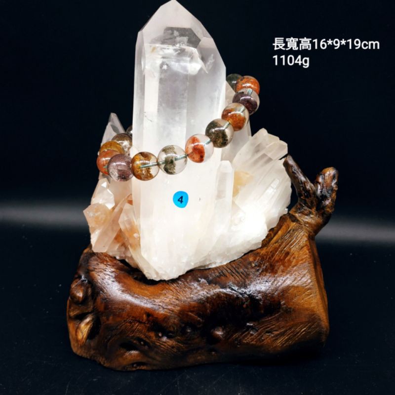 ［硯嵐水晶 YL Crystal］天然白水晶簇   消磁淨化 白晶簇 黑水晶簇骨幹  贈木座