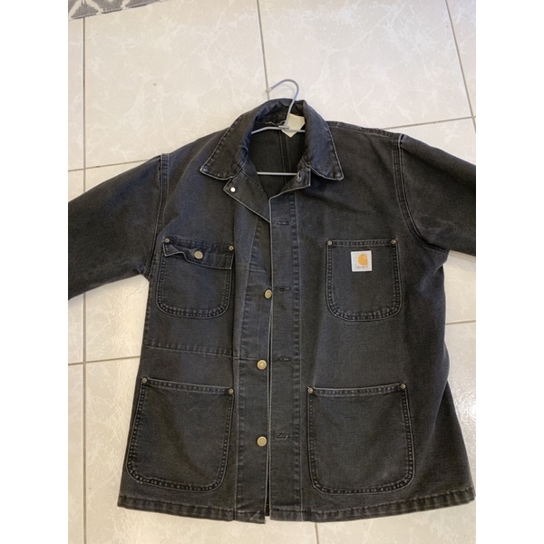 carhartt vintage古著外套黑 密西根 落色超讚