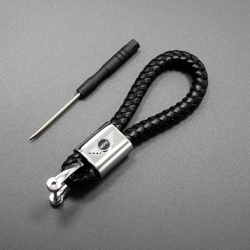 新款皮革汽車鑰匙扣創意汽車徽標手工編織鑰匙扣汽車鑰匙吊墜, 用於迷你庫珀 One S R50 R53 R56 R60 F