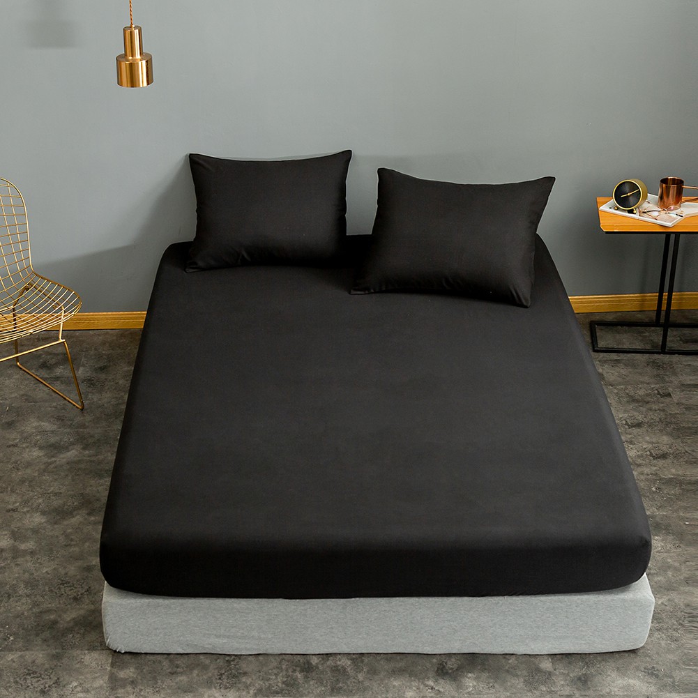 簡單時尚風 高雅黑純色床包床包組單人雙人雙人加大柔軟舒適耐賍防塵吸汗床套360度松緊帶防蟎抗菌床包廠家直銷