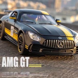 🔊 模型車 1:24 Benz 賓士AMG GTR 仿真汽車模型 合金車模 聲光回力開門 玩具車 彩盒包裝 生日禮物