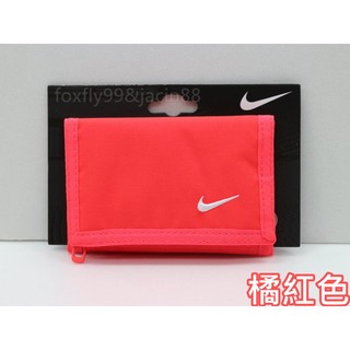 (布丁體育)公司貨附發票 NIKE 運動皮夾(橘紅色) 尼龍錢包(三折式)