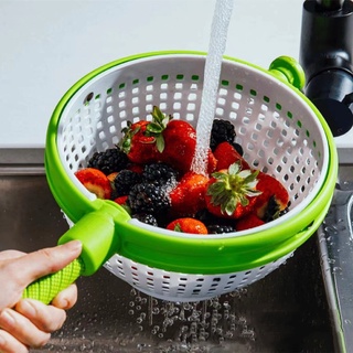 【歐歐選物】Salad Spinner沙拉旋轉器 廚房蔬菜脫水器 離心甩乾水瀝水籃
