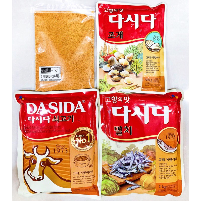 【韓國忠清南道】韓國CJ大喜大韓式調味料-牛肉粉（1kg、300g分裝）、蛤蜊粉（500g)、小魚乾粉（鯷魚風味）必備