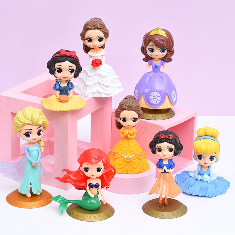 迪士尼公主公仔生日派對裝飾收藏品蛋糕玩具裝飾 Aisha Belle 白雪公主長發公主小叮噹女孩週年紀念生日蛋糕用品