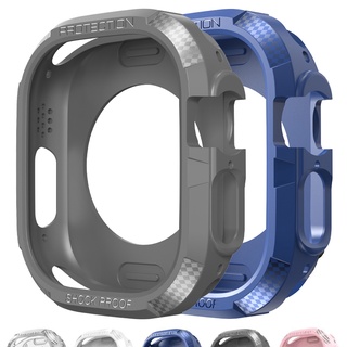 蘋果手錶保護殼適用Apple Watch 8代ultra 49Mm電鍍鏤空半包屏幕保護殼 保護按鍵蘋果保護殼