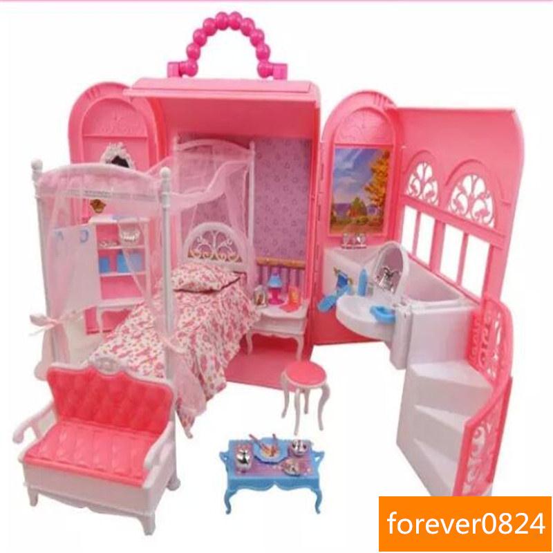 【米奇】兒童玩具芭比娃娃屋 換裝洋娃娃 芭比娃娃 甜甜屋 芭比臥室床 過家家玩具 女童生日禮物