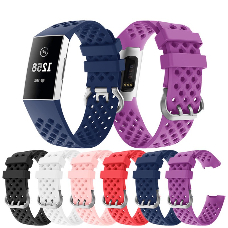 【TW】Fitbit Charge4單色網格透氣替換錶帶  矽膠運動男女 錶帶 charge3 替換腕帶 更換透氣錶帶
