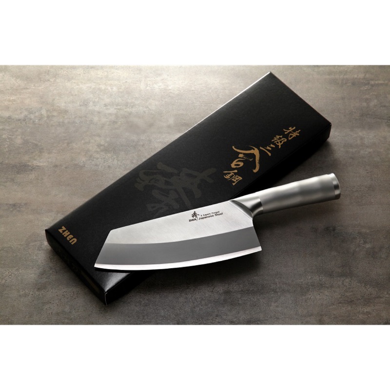 《臻品坊》日本進口三合鋼 中式菜刀+ 噴砂 ～ 一體成型防滑握柄 - 肉桂刀
