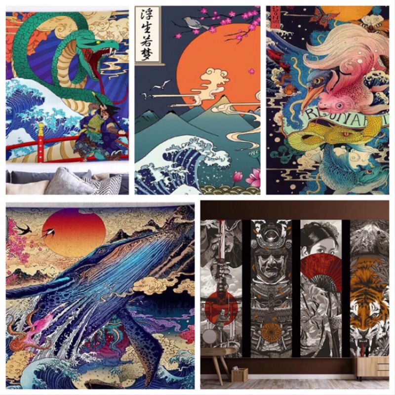 日本浮世繪系列掛布背景布掛毯桌巾家飾日式風格浮世繪 蝦皮購物