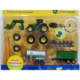 德國 BRUDER 塑料模型玩具 John Deere 1：128 約翰迪爾農夫拖拉機豪華套組鑰匙圈