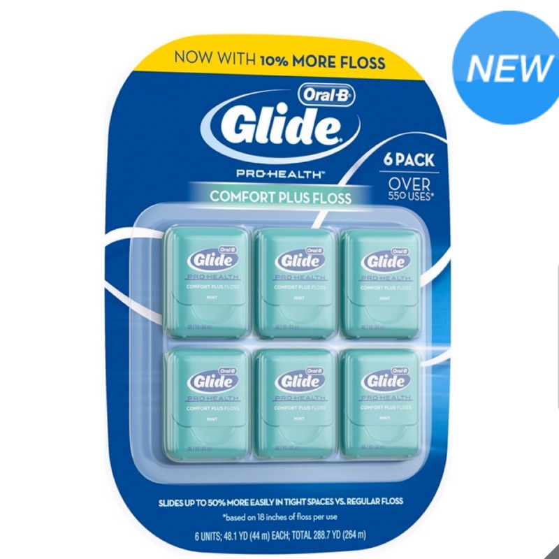 (宅配免運）（44公尺 6入 ）Glide 清潔舒適牙線 - 薄荷口味 牙線 牙齦保健 牙線棒 薄荷牙線 好市多代購