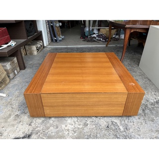 香榭二手傢俱*柚木色110cm 正方形雙屜大茶几-茶几桌-泡茶桌-餐桌-客廳桌-沙發桌-矮桌-矮幾-和室桌-抽屜桌-中古