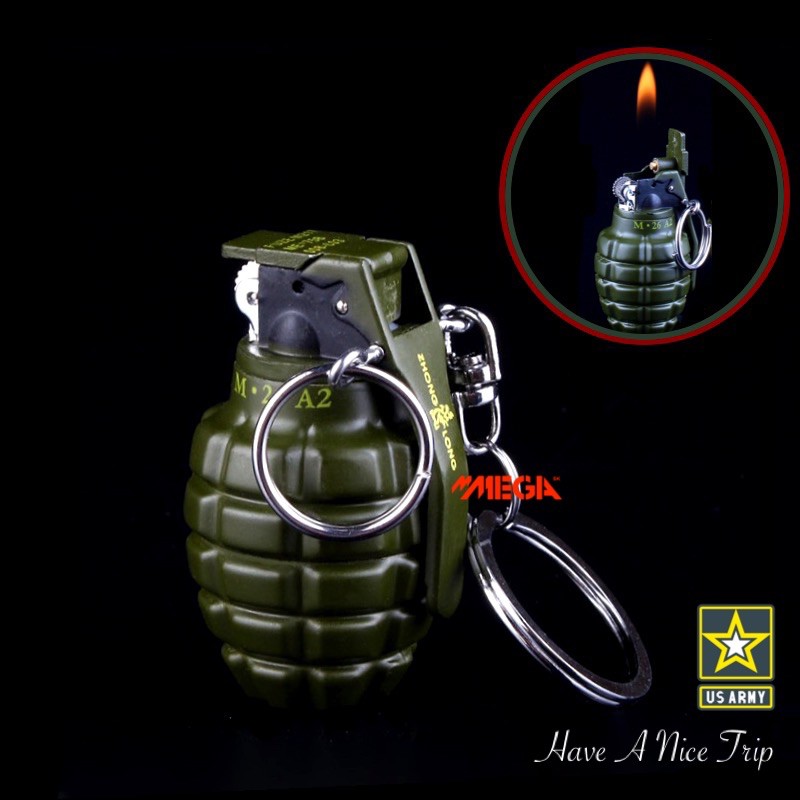 【MEGA】免運 美國熱銷 手榴彈造型打火機 打火機鑰匙圈 充氣式打火機 點煙器 鑰匙圈 Lighter