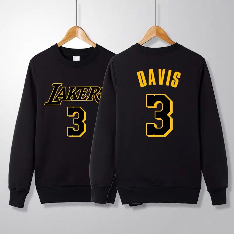 💖戴維斯Anthony Davis長袖純棉T恤上衛衣💖NBA球衣湖人隊運動服圓領衣服棉T大學T男T女T籃球衣A975