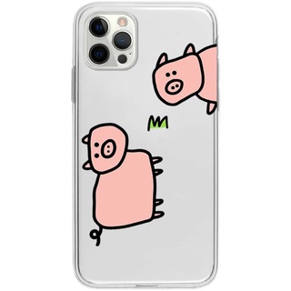 兩隻小豬簡筆畫適用iphone14/12promax軟蘋果XS/8plus/xr/7手機殼