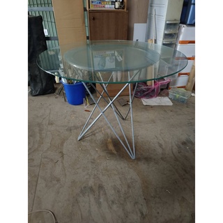 【尚典中古家具】造型玻璃接待圓桌 中古/二手/桌子/圓桌/接待桌