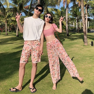 Xuan♥夏日甜蜜男女情侶泳衣 女生分體比基尼三件式泳衣 海邊度假溫泉泳裝 可下水男生沙灘褲