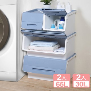 《真心良品》HB65 HB30凱特直取附輪系統式整理箱(65L+30L)4入組 KEYWAY 聯府收納箱可堆疊臺灣製
