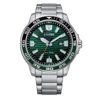 CITIZEN 星辰 AW1526-89X 光動能 大錶徑經典水鬼造型男錶-綠 / 44.5mm