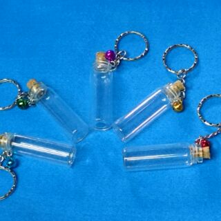 【鑫寶貝】 貝殼DIY (4)15＊50mm 玻璃鑰匙圈 星砂 玻璃瓶 單價40元
