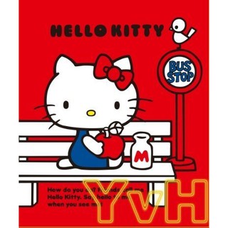 =YvH=雙人涼被 Kitty 蘋果與牛奶 幸福巴士站 紅色 5*6尺 附提袋 日本三麗鷗正版授權舒眠柔軟被