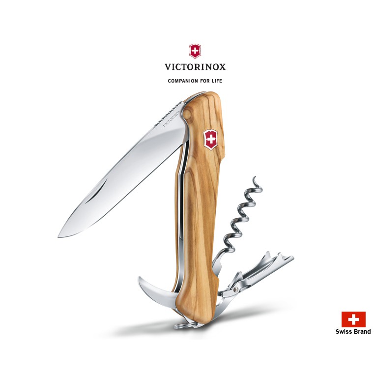 Victorinox瑞士維氏130mm橄欖木柄Wine Master紅酒刀,6用瑞士刀【0.9701.64】