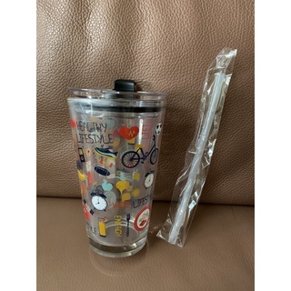 【全新】有刻度的質感透明玻璃杯450ml/附贈吸管（快速出貨）