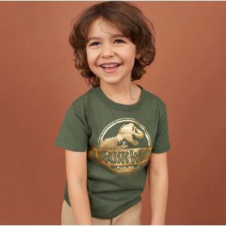 【👦男童】燙金侏儸紀恐龍T恤 夏天 綠色 軍綠 短袖 恐龍