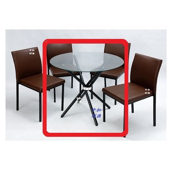 全新 玻璃會客圓桌 + 黑色鋼製桌腳 (可收) 90公分 3尺 玻離叉腳圓桌會議 洽談桌 餐桌 玻璃桌 利源家具